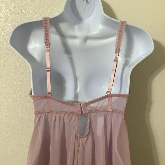 Native Pink Coquette Dollette Rhinestone Romantic Babydoll Ruffle Slip 36C - Picture 6 of 11